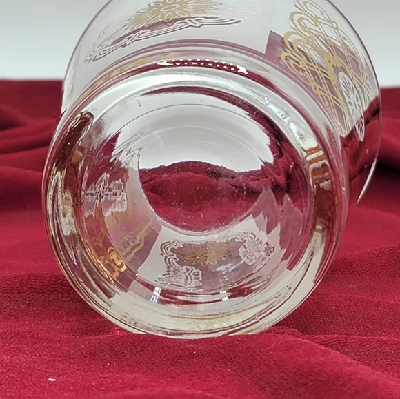 Gold Medallion Rocks Glasses White Panels Regency Barware Set 5 70s Vintage - Picture 6 of 7